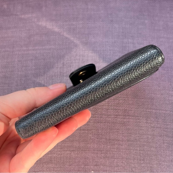 Chanel Caviar Skin Coco Mark Bi-Fold Wallet Leather - Picture 7 of 12